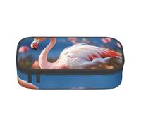 EVANEM Trousse à crayons motif arbre - Grande capacité - Double couche - Pour étudiant - Trousse de papeterie de bureau - Trousse portable, Flamant rose dans l'eau, Taille unique, Trousse de beauté