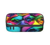 EVANEM Trousse à crayons motif poulet, grande capacité, double couche, pour étudiant, papeterie de bureau, trousse à crayons portable, Rose arc-en-ciel., Taille unique, Trousse de beauté