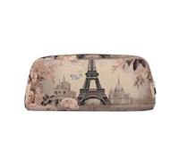 EVANEM Trousse à crayons Winter The Dolphin en cuir avec fermeture éclair, organiseur de papeterie de bureau, trousse de maquillage, porte-monnaie, Fleur Paris Tour Eiffel, Taille unique, Pochette à