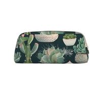 EVANEM White Bear (1) Trousse à crayons, pochette en cuir avec fermeture éclair, organiseur de papeterie de bureau, trousse de maquillage, porte-monnaie, Plantes succulentes et cactus, Taille unique,