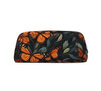 EVANEM Yorkie Trousse à crayons en cuir avec fermeture éclair Motif chien Yorkie, Papillons monarques., Taille unique, Pochette à monnaie