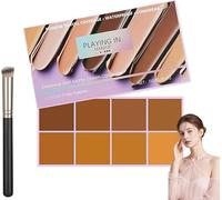 Evanesce Correcteur crème mat doux, palette de 8 teintes avec pinceau, crème imperméable à couverture complète pour les imperfections et la couverture, formule longue durée sans danger (Dark Colour)