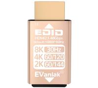 EVanlak Adaptateur d'émulateur HDMI EDID factice, affichage virtuel sans tête, passe-câble HDMI 1080p @ 60 Hz à 8K @ 30 Hz, bidirectionnel, doré - 1 paquet
