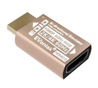 EVanlak Adaptateur émulateur HDMI EDID factice, affichage virtuel sans tête fantôme HDMI Passthrough 1080p @ 60 Hz à 4K @ 60 Hz, bidirectionnel, doré -1P