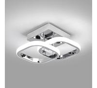 EVANMO Plafonnier LED Moderne, 22W 2500LM Luminaire Plafonnier LED 2 Carré Design, Lampe Plafond LED Argenté pour Couloir Cuisine Salle de bain Chambre Salon, Blanche Froide 6500K, Dia 25cm