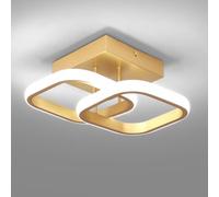 EVANMO Plafonnier LED Moderne, 22W 2500LM Luminaire Plafonnier LED 2 Carré Design, Lampe Plafond LED Doré pour Couloir Cuisine Salle de bain Chambre Salon, Blanche Froide 6500K, Dia 25cm