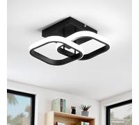 EVANMO Plafonnier LED Moderne, 22W 2500LM Luminaire Plafonnier LED 2 Carré Design, Lampe Plafond LED Noir pour Couloir Cuisine Salle de bain Chambre Salon, Blanche Froide 6500K, Dia 25cm