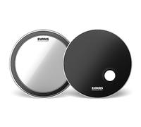 Evans EMAD System Bass Drum Pack : 1 peau de grosse caisse, 1 peau de résonance, 2 anneaux d'amortissement interchangeables en mousse pour personnaliser le son de la grosse caisse, 1 épaisseur, 56 cm