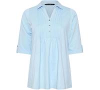 Evans Evans Blue Pintuck Slub Henley 100% Cotton Top