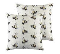 Evans Lichfield Bee Vous Plumes de répétition des Coussins remplis (Twin Pack), Polyester, Lin, Blanc