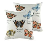 Evans Lichfield Coussins remplis de Plumes de Papillon espèces (Pack jumelées), Multi, 43 x 43cm