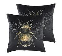 Evans Lichfield Coussins remplis de Plumes de Plaque GoldBee Twin Pack, Polyester, Noir, 43 x 43cm