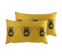 Evans Lichfield Coussins remplis de Plumes de Plaque GoldBee Twin Pack, Polyester, Or, 30 x 50cm