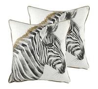 Evans Lichfield Coussins remplis de Plumes Zebra Safari (Pack Jumeaux), White, 43 x 43cm