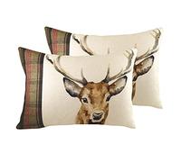 Evans Lichfield Coussins remplis de plumin à Double Chasseurs Stag Twin Pack, Polyester, Multi, 40 x 60cm