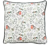 Evans Lichfield Festive Housse de Coussin Motif Rouge-Gorge Vert Bouteille 43 x 43 cm