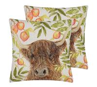 Evans Lichfield Grove Highland Lot de 2 Coussins Garnis de Polyester Motif Vache