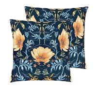 Evans Lichfield Heritage Peony Lot de 2 Coussins Garnis de Polyester Bleu Nuit 43 x 43 cm