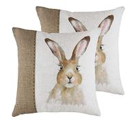 Evans Lichfield Hessian Hare Twin Pack Coussins remplis de Polyester, Blanc, 43 x 43cm