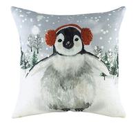 Evans Lichfield Housse de Coussin Motif Pingouin enneigé avec Cache-Oreilles Multicolore 43 x 43 cm