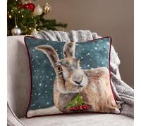 Evans Lichfield Housse de Coussin passepoilée lièvre de Noël