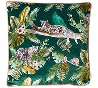 Evans Lichfield Housse de Coussin léopard de la Jungle, Polyester Velours, Vert, 43 x 43 cm