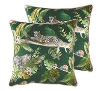 Evans Lichfield Jungle Leopard Twin Pack Coussins remplis de Polyester, Vert, 43 x 43cm
