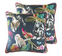Evans Lichfield Jungle Monkey Twin Pack Coussins remplis Plume, Bleu, 43 x 43cm