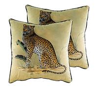 Evans Lichfield KIBALE Leopard Twin Pack Coussins remplis de Plumes, Multi, 50 x 50cm