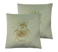 Evans Lichfield Nectar Bee Twin Pack Polyester Rempli Coussins, Vert, 43 x 43cm