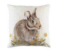 Evans Litchfield Housse de Coussin Motif lièvre Bois Blanc 43 x 43 cm