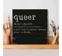 Evans1nism Queer Definition Panneau mural en bois avec dictionnaire primitif Signification Dictionnaire Décoration murale Art abstrait Décoration murale pour maison, chambre à coucher, cuisine, cadeau