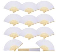 Evantaille Mariage Personnalisable Lot de 12 Eventail Personnalisé Eventail Japonais Blanc et Eventail Bois Enfant Mini Eventail Pliant de Poche pour Mariage Fête à Décorer