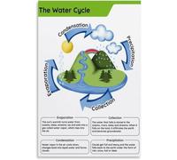 Evaporation Stage Poster for Liquid Gas Change | Water turns vapor rises atmosphere invisible process(Unframed,16x24inch(40x60cm))
