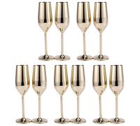 Evarbuild Lot de 10 flûtes à champagne incassables en acier inoxydable brossé doré pour mariage