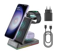 EVARY Chargeur Induction pour Chargeur Samsung Station de Charge 3 en 1 sans Fil pour Galaxy S24/S23/Ultra/S22/S21+/ZFlip 5/4,Station de Recharge pour Samsung