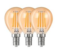 EvaStary E14 LED filament golf boule ampoule, 6W 2200K vintage ambre SES E14 petite ampoule à vis (équivalent 60W), lampes à économie d'énergie de lustre de plafond de la maison, 3 paquets