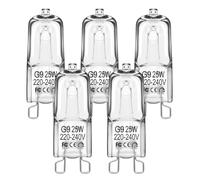EvaStary G9 lampe halogène 25W 230V, ampoules Dimmable 2800K blanc chaud, 330lm clair G9 lampe de four pour four et micro-ondes, lustre, lampes de cabinet, 5 pièces