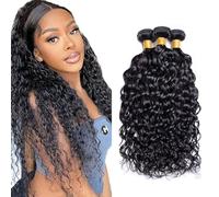 Evaxilc Water Wave Bundles Extension Cheveux Humains No Tangle No Shedding Cheveux Humains Extension Tissage Bresilien 100% Unprocessed #1B Natural Black Color 3 Bundles Total 300g 12 14 16 Inch