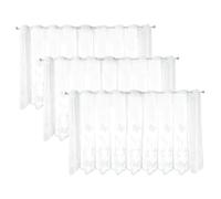 EVBOTGEE Lot de 3 rideaux brise-bise, Bistrogardine 130 * 45 cm, Blanc semi-transparent, rideaux courts à motifs floraux, rideau court pour salon, chambre, couloir