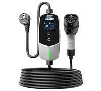 EVDANCE Chargeur Voiture Electrique 3,68kW, 6,1m Câble Recharge Voiture Electrique, 6-16A Courant Réglable, 0-12h Charge Différée Programmable, IP66 Câble Type 2 Portable pour EV IEC 62196-2, Argenté