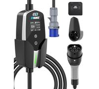 EVDANCE Chargeur Voiture Electrique P17 - [ 7.36kW, 6.1m, 10-32A] avec Différée 1-12h Portable Type 2 EV Chargeur Station de Charge Mobile/Wallbox, Argent