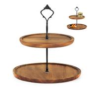 EVDZNA Présentoir à Cupcakes, Présentoir à gâteaux 2 Étages en Bois, Présentoir à Cupcakes En Bois Vintage Présentoir à Gâteaux, Pour Anniversaire de Mariage, Baptême, Thé de L'après Midi