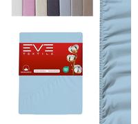 EVE - Drap-housse textile - 100 % coton - Drap-housse, draps, draps, draps, draps, draps, jersey - 1 x bleu clair - 160 x 200 cm