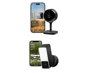 EVE Outdoor Cam - caméra projecteur sécurisée, sécurité et confidentialité maximales & Cam - Caméra intérieure Intelligente, résolution 1080p, Wi-FI, confidentialité absolue