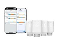 Eve Thermo (Matter, 5e gén) 4 Pack - Smart Thermostat Radiator Valve, Nouveau Design, Automatic Temperature Control, Alexa, Apple Home, Samsung SmartThings, Google Home, Nécessite Un concentrateur