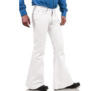 EVEDESIGN Pantalon Disco pour Homme, Pantalon Jean Vintage des années 60 et 70, Style à Pattes d’éléphant, Blanc, XX-Large
