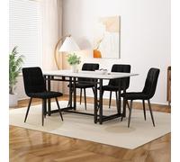 Evedy Ensemble Table et 4 Chaises, Table à Manger Rectangulaire 120x70 cm, Plateau MDF, Pieds en Métal, Chaises en Velours, Ensemble Repas 5 Pièces pour Cuisine Salle à Manger Séjour, Moderne Noir