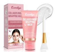 Eveellyn Collagen Night Wrapping Mask, 75 ml Overnight Mask, visage hydratant en profondeur, réduit les rides et améliore l'élasticité de la peau, convient à tous les types de peau (pinceaux inclus)