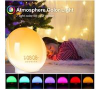 Eveil Lumière LED Radio Réveil Matin Lumineux Lampe de Chevet 20 Niveaux de Luminosité Simulateur